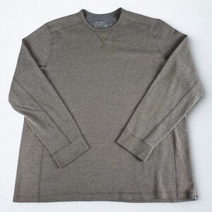 Eddie Bauer Thermal Crew Neck Shirt Mens T2XL Tan/Gray Big and Tall Cotton Blend